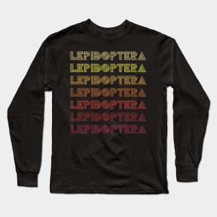 Retro Insect Butterfly Vintage Repeated word "Lepidoptera" Long Sleeve T-Shirt